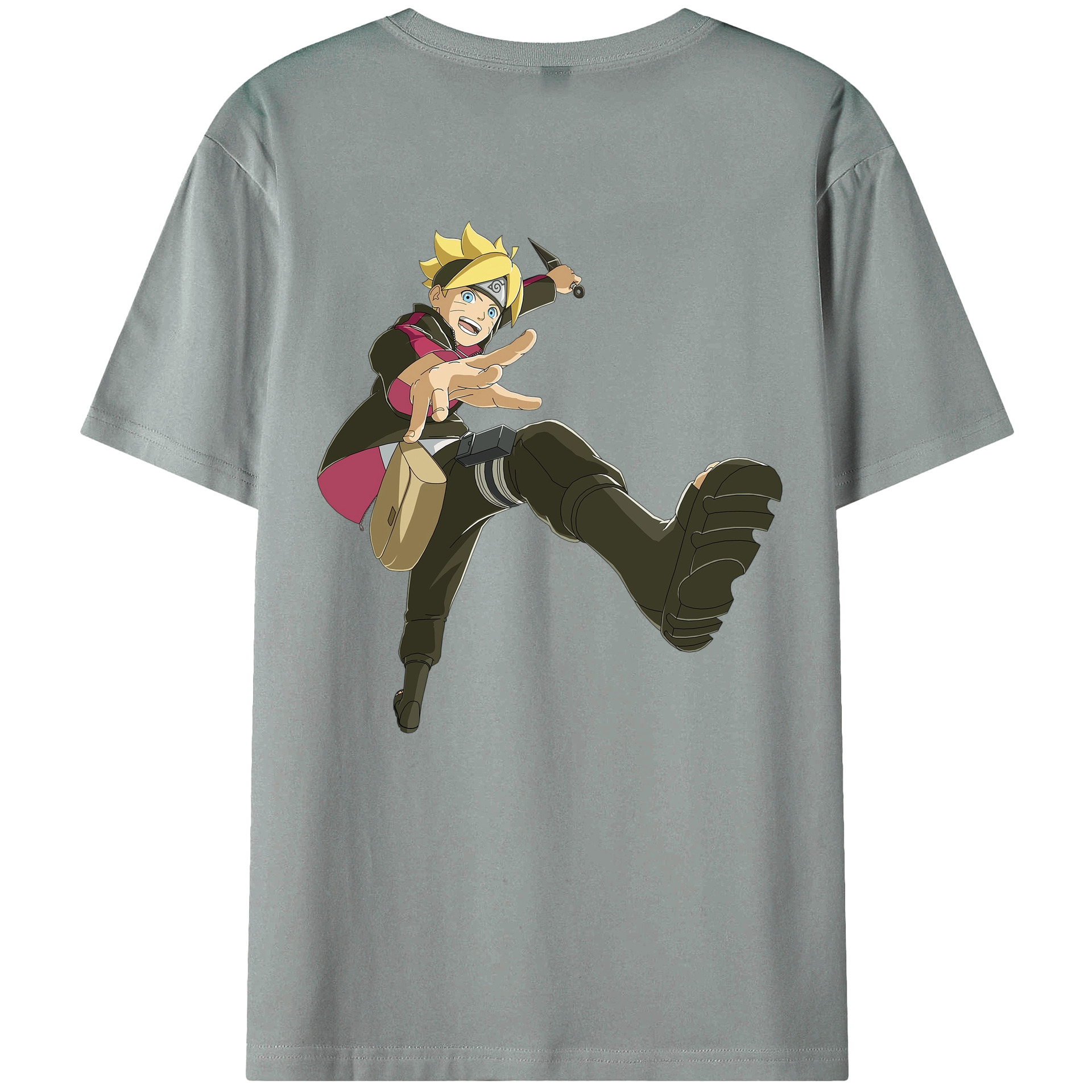 （画像用） NARUTO -ナルト- うずまき ボルト Uzumaki Boruto 綿100％ メンズ半袖Tシャツ（バックプリント） 通気性
